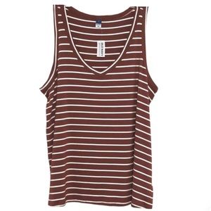 Old navy luxe brown and white v-neck tank size L tall